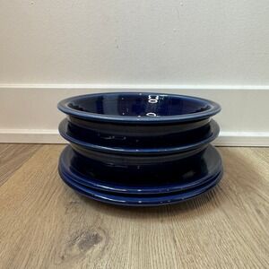 Fiestaware Cobalt Blue Cereal Bowls Bread Plates Set of 4 Homer Laughlin USA